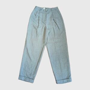 Vtg Ralph Lauren Pants Women 10 Gray Wool Tweed Herringbone 90s Academia Hi Rise